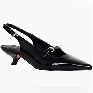 Katy Perry Collections Black Patent Micro Heel Pointed Toe Slingback 5.5M NWT
